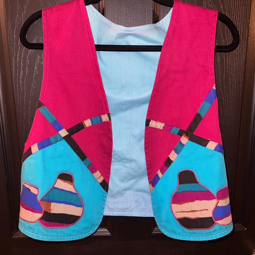 Vintage Colorblock Patchwork Vest | Boho Festival Cotton Vest | Bright 90s Style